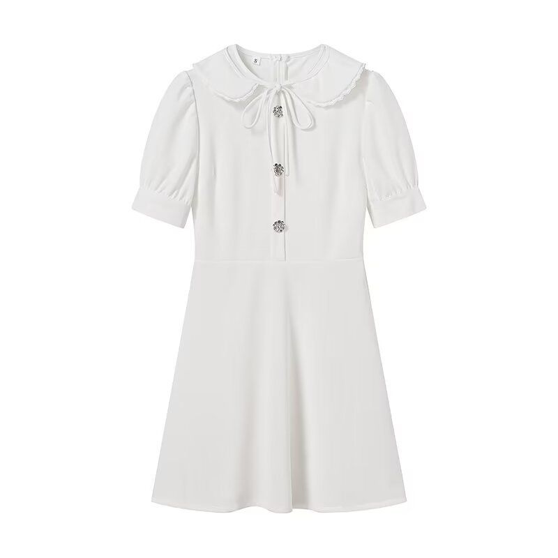Aria Basics Aria Basics 2024 Spring New European American Cross-Border Women's Fashion Sweet And Elegant Detachable Doll Collar Dress 1874_ecoleips.com