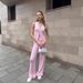 Women's Clothing V Neck Top Short Top Long Beach Bohemian Straight Wide Leg Pants Suit For Women_ecoleips.com