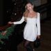 Elegant Square Neck Short Dress With Pearl Accents - Versatile Mini Dress For Women's Date Night & Special Occasions_ecoleips.com