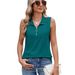 European And American Cross-Border Foreign Trade 2025 Spring/Summer Solid Color Zipper Collar Loose Vest Casual_ecoleips.com