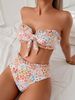 European And American Trendy Printed Two Piece Swimsuit Sexy Ruffled Bikini Set for Women Cross Border E Commerce Amazon_ecoleips.com