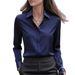 Autumn Solid Color Long Sleeve Shirt Lapel Satin Women's Shirt Shirt For Women_ecoleips.com