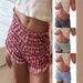 Women's Clothing Casual Plaid Shorts Fashion Ruffled Sexy Low Waist Shorts Super Short_ecoleips.com