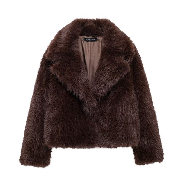 Women’s Faux Fur Coat – Winter Luxury, Elegant Lapel, Versatile Outerwear (Chic, Office-Ready, XS-L)_ecoleips.com
