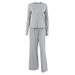 Floral Gray Milk Silk Loose Comfortable Soft Sleeve Long Pants Pajama Set European And American Autumn Homewear_ecoleips.com