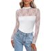 Women's Lace Patchwork Top Summer Solid Color Bust Enhancing Tight Fitting Waist Revealing Mature Clothing_ecoleips.com