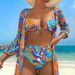 Women's Clothing Sexy Bikini Beach Swimsuit For Women Printed Mesh Three Piece Style Swimwear Quick-Dry Polyester, Modest Coverage_ecoleips.com