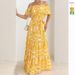 2026 Cross-Border European And American Women's Fashion Spring/Summer New Printed Off-Shoulder Tie-Waist Ruffle Hem Long_ecoleips.com