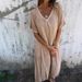New Arrival Women's Cotton Linen V Neck Semi Formal Dress Style Independent Store Fashion_ecoleips.com