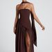 Summer Elegant Sexy off Shoulder Slit Dress for Women Black And White Color Blocking Scarf European American Style_ecoleips.com
