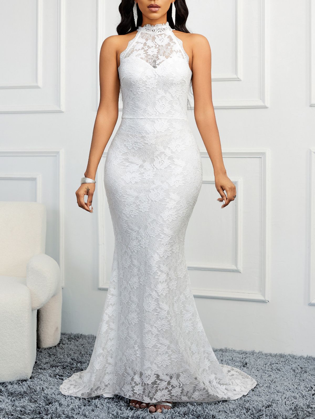 Women’s Clothing spring backless new style solid color trailing elegant slim party women's evening dress_ecoleips.com