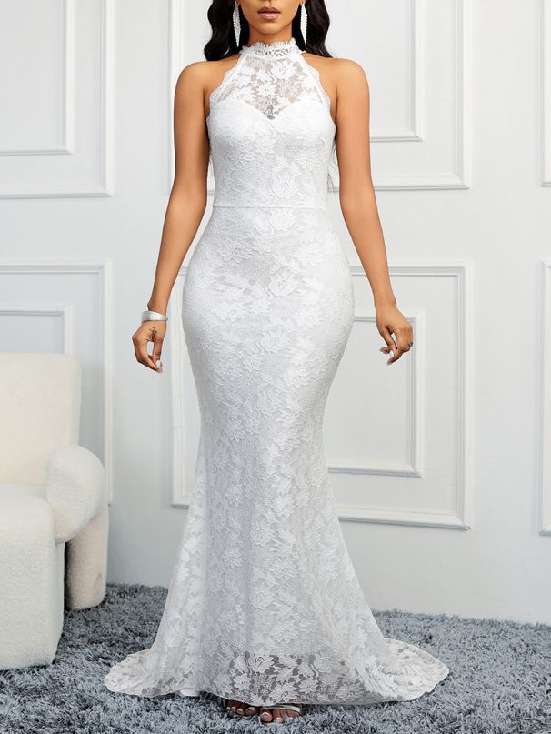 Women’s Clothing spring backless new style solid color trailing elegant slim party women's evening dress_ecoleips.com