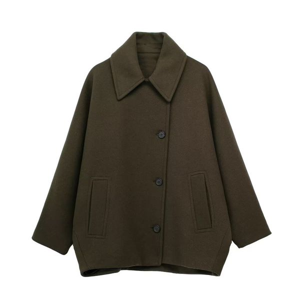 Women's Clothing Autumn And Winter Retro Woolen Coat Lapel Loose Fur Coat_ecoleips.com