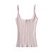 European And American Style Sexy Square-neck Sleeveless Knitted Camisole, New Spring Model, Simple Slim-fit Short Base_ecoleips.com