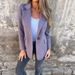 2025 European And American Autumn Winter New Women's Casual Woolen Lapel Button Fake Pocket Blazer_ecoleips.com