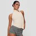 Women's Solid Color High Neck T-Shirt Sleeveless Summer Top European American Style with Tie Ribbon D24TP380_ecoleips.com