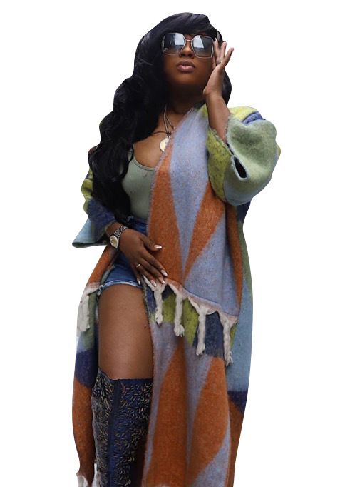 Women's Casual Knitted Jacket Color Matching Tassel Detail Long Pullover Polyester Spring/Autumn Wear_ecoleips.com