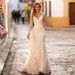 Elegant Long Sleeve Wedding Dress With Deep V-Neck & Low Back, Soft Lace & Chiffon, Slimming A-Line Silhouette With Small Train_ecoleips.com