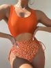Women's Clothing Multi Color Tube Top Tight One Piece Swimsuit Female Leopard Print High Waist Lace Up Hot Spring Bikini_ecoleips.com