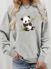 Cute Animal Print Cotton Sweatshirt For Girls - Soft Round Neck Pullover With Cartoon Panda Graphic, Oversized Streetwear Spring Fashion Top_ecoleips.com