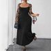 Plus Size Floral Print Mesh Maxi Dress - Elegant Square Neck Summer Long Dress For Vacation & Evening Wear_ecoleips.com