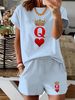 Women’s 2 Piece Outfit Set – Oversized Graphic T-Shirt And Biker Shorts Matching Set, Casual Summer Lounge Tracksuit For Daily Wear-333_ecoleips.com