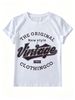 Women Vintage Letter Graphic T-Shirt Retro The Original Clothing Co Print Crew Neck Short Sleeve Casual White Street Tee_ecoleips.com