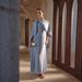 Elegant Solid Color Draped Dress – Polyester A-Line Maxi Dress With Scarf Detail, Minimalist Office & Evening Wear_ecoleips.com