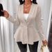Women's Clothing new casual texture single button green fruit collar long sleeved top jacket_ecoleips.com