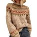 Unisex Chunky Knit Sweater - Oversized High-Neck Pullover With Hand-Painted Print, Warm Wool Blend Winter Top For Men & Women_ecoleips.com