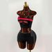 Women's Y2K Style Two Piece Tight Shorts Set Halter Neck Print Backless Top Sexy European American Tie Front Top Shorts Set_ecoleips.com
