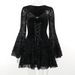 WY23083 Women's Slim Fit Long Dress Elegant Dark Flocked Retro Style Fashionable New Summer Long Sleeve Dress_ecoleips.com