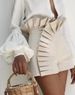 Aria Basics Aria Basics 2025 Summer Cross-Border European And American New Fashion Women's Solid Color Pleated Lace Design High Waist Zipper_ecoleips.com