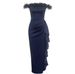 Women's Clothing Sexy One Shoulder Off Shoulder Ruffled Pleated Slim Long Dress_ecoleips.com