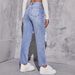 Jeans For Women 2024 New European And American Trend Washed Ripped High Waist Straight Long Pants_ecoleips.com