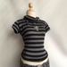 2025 Summer New European And American Style Trendy Retro High Collar Striped Slim Fit Short Sleeve T-Shirt Top In Stock_ecoleips.com