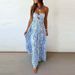 Sexy Strapless Hollow Out Bohemian Dress Women Elegant Sleeveless Backless Beach Dress Fashion Flower Print Draped Long Dresses_ecoleips.com