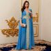 Women's Clothing Splicing Super Long Sleeve Abaya Dress Ladies Solid Color Lace Dress_ecoleips.com