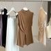 Women's High Neck Sleeveless Knitted Vest Sweet And Spicy Design Unique Hollowed out And Slit Top for Summer_ecoleips.com