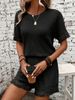 Women's Clothing Tops And Shorts Suits Round Neck Pullover Tops_ecoleips.com