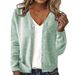Versatile V-Neck Button-Up Knit Cardigan For Women - Soft Acrylic Blend, Comfort Fit, Long Sleeve, Casual & Chic_ecoleips.com