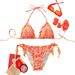 Cute Floral Print Three Piece Drawstring Bikini Sexy Two-Piece Hot Spring Swimsuit Women's Clothing_ecoleips.com