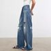 Women's Clothing Minimalist, Cool And Fashionable Style, Turkish Imported Ripped Irregular Folded Placket, Lazy Jeans For Women_ecoleips.com