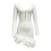 Women's Clothing Fire Piece Feather Long Sleeve Bandage Dress Evening Dress Bandagedresses_ecoleips.com
