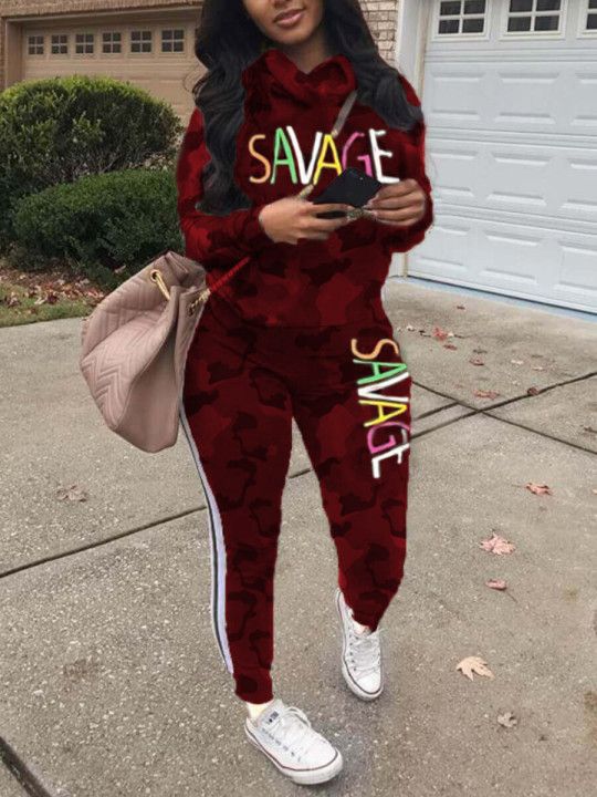 Women's Clothing Popular Hot Selling Printed Letter Pile Collar Personalized Casual Suit_ecoleips.com
