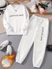 Women's Fleece Lined Thickened Round Neck Sweatshirt And Sweatpants Set Casual Versatile Autumn Winter European American Trendy Printed 0019_ecoleips.com