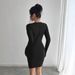 European American Cross-border 2026 Spring And Autumn New Women's Solid Color Mesh Splicing Chest Design Long-sleeve_ecoleips.com
