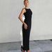 Women's Clothing Celebrity Style Black And White Contrast Sleeveless Dress Spring And Summer New Hot Girl Backless Pearl Bow Long Dress_ecoleips.com