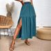 High Slit Ruffled Waist Midi Skirt For Women Long Skirt For Spring And Summer High End Fashion_ecoleips.com