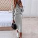 2023 European American Spring New Style Women's Long-Sleeve Printed High-Neck Tight Top And Casual Bodycon Skirt_ecoleips.com